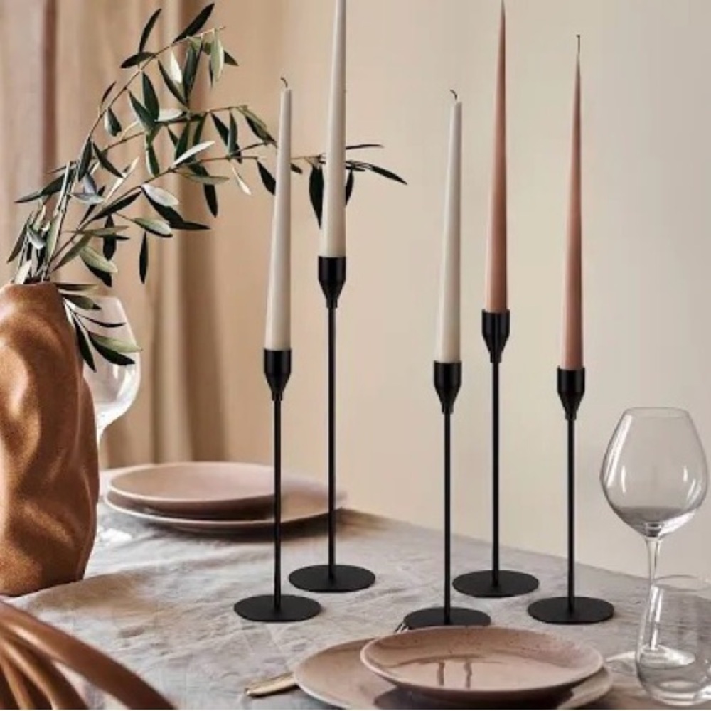 Black Metal Tapered Candle Holders Set of 3 - Sleek Modern Home Accent